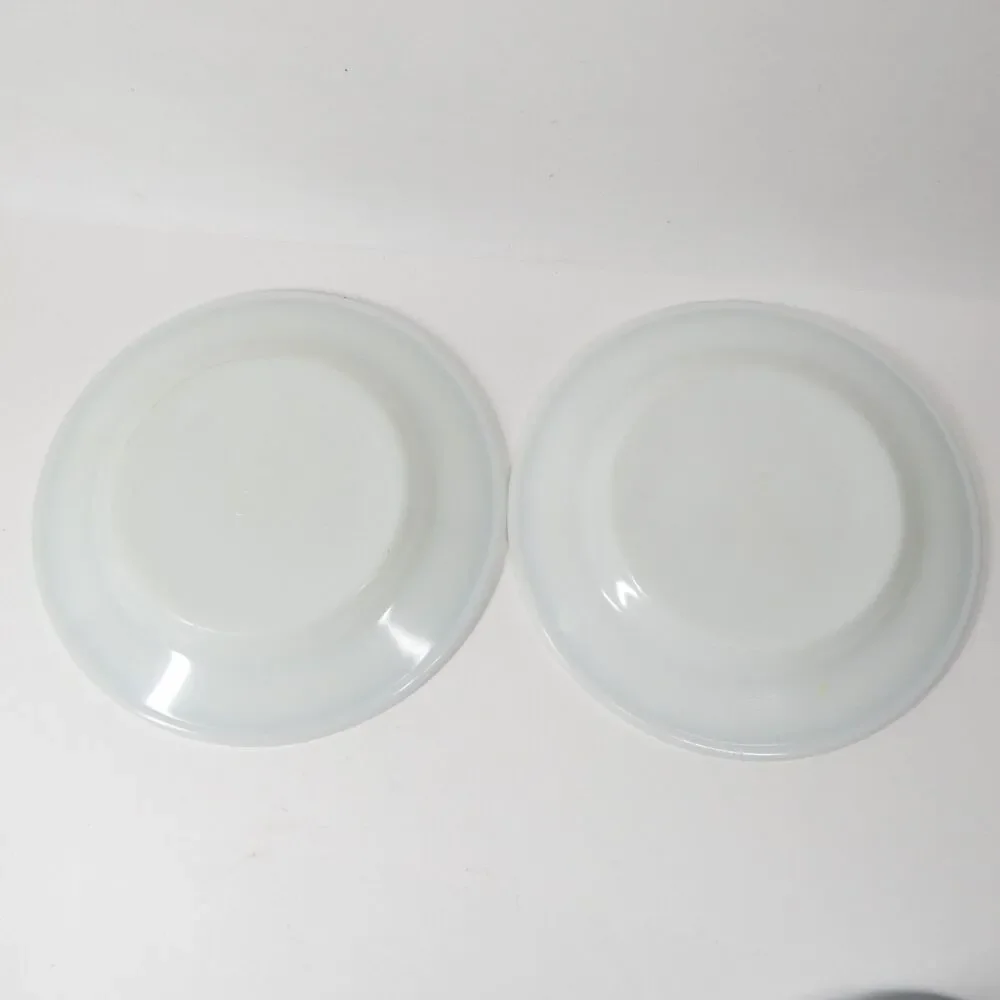 2 Pyrex Teal Blue Stripe Band Plates 8.75